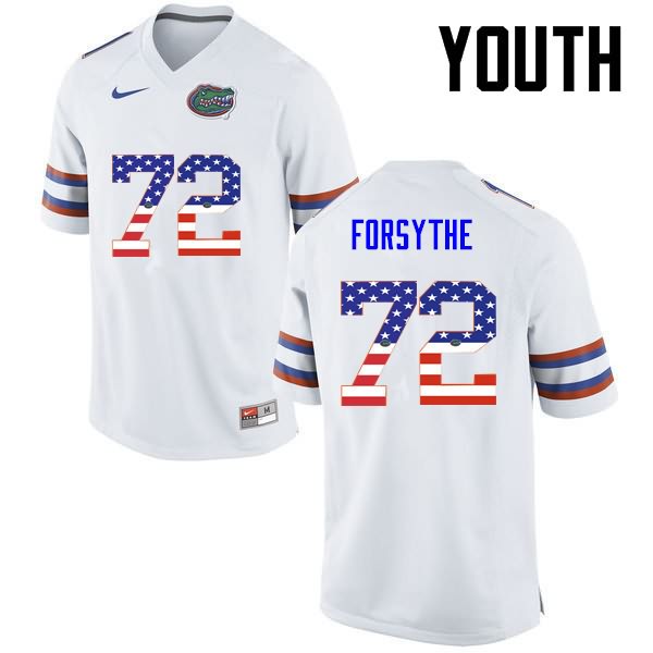 NCAA Florida Gators Stone Forsythe Youth #72 USA Flag Fashion Nike White Stitched Authentic College Football Jersey IQX6664KC